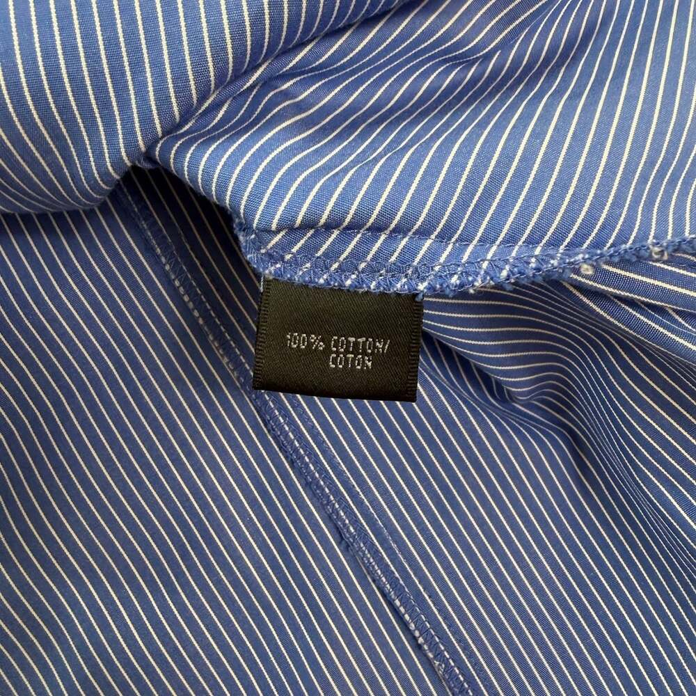 Lafayette 148 Blue Ruched Button Down Top Cotton Y2K Office Siren Quiet Luxury - Picture 6 of 7